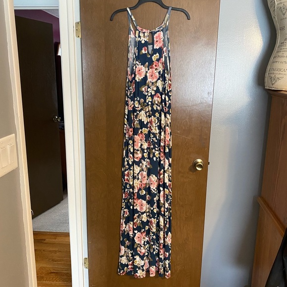 Paper Moon Blue Floral Halter Maxi Dress - Picture 2 of 4